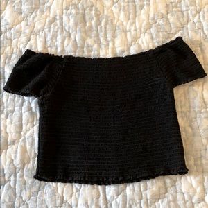 Black off the shoulder crop